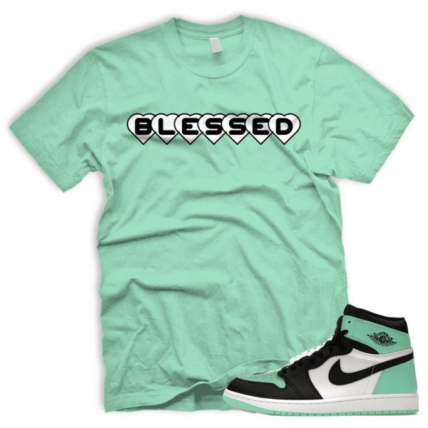 BLSSDHRTS Air J 1 Green Glow OG Retro High Black White 2024 AJ 1 T-Shirt Match Sneaker Jezsport.com