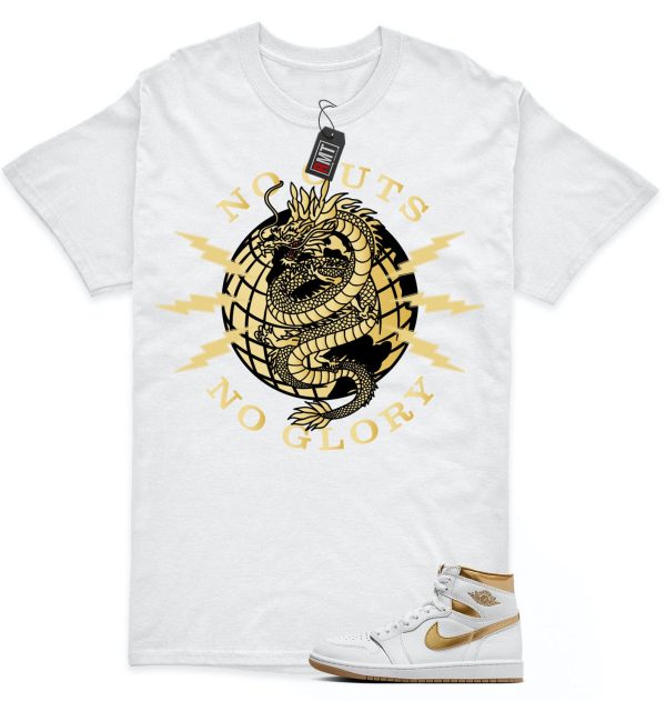 Jordan 1 High OG Metallic Gold White Gum Light Brown Unisex T-Shirt, No Guts Jezsport.com