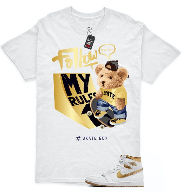 Jordan 1 High OG Metallic Gold White Gum Light Brown Unisex T-Shirt, Skate Boy Jezsport.com