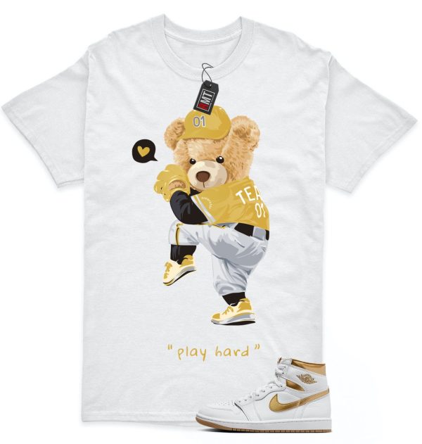 Jordan 1 High OG Metallic Gold White Gum Light Brown Unisex T-Shirt, Play Hard Jezsport.com