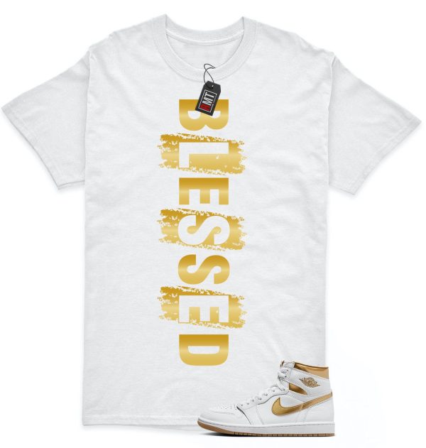 Jordan 1 High OG Metallic Gold White Gum Light Brown Unisex T-Shirt, Blessed Jezsport.com