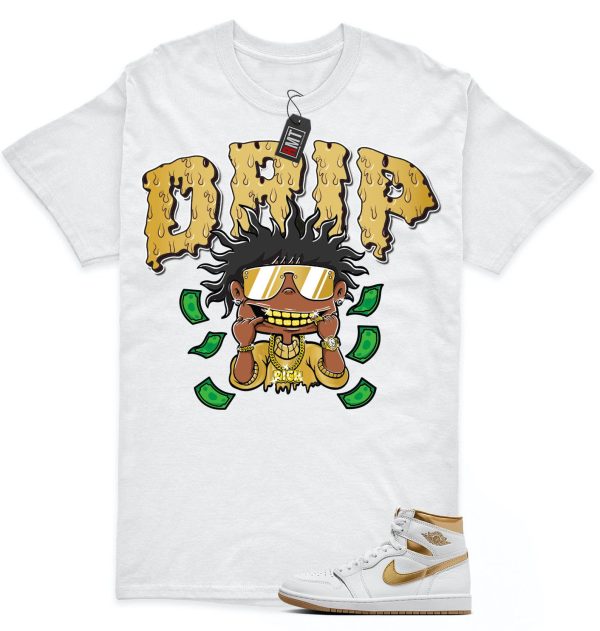 Jordan 1 High OG Metallic Gold White Gum Light Brown Unisex T-Shirt, Drip Jezsport.com