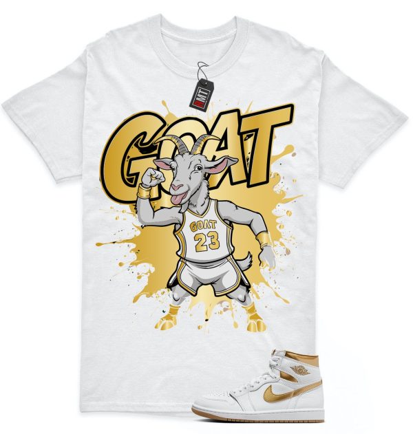 Jordan 1 High OG Metallic Gold White Gum Light Brown Unisex T-Shirt, Goat Jezsport.com