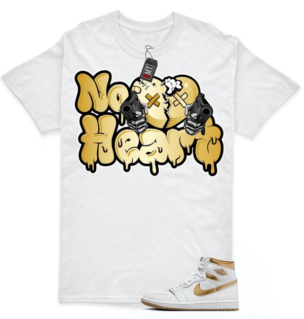 Jordan 1 High OG Metallic Gold White Gum Light Brown Unisex T-Shirt, No Heart Jezsport.com