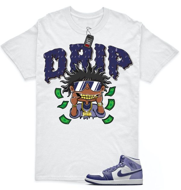 Jordan 1 Retro Mid Blueberry Sky Purple Blue Matching T-shirt, Drip Jezsport.com