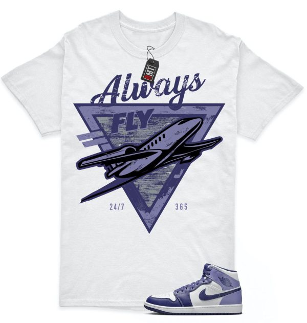 Jordan 1 Retro Mid Blueberry Sky Purple Blue Matching T-shirt, Always Fly Jezsport.com