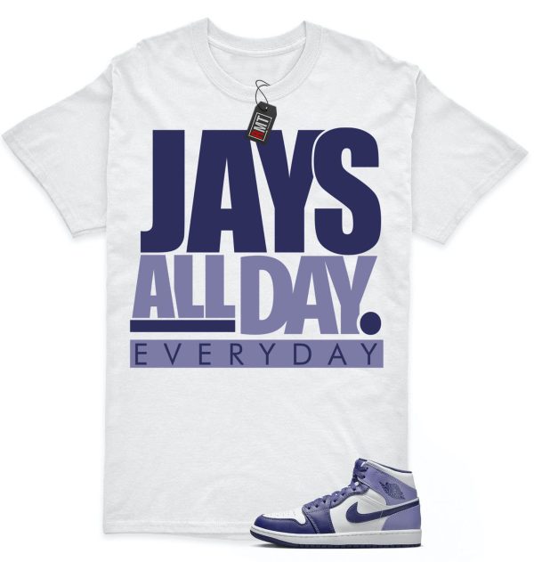 Jordan 1 Retro Mid Blueberry Sky Purple Blue Matching T-shirt, Jays All Day Jezsport.com