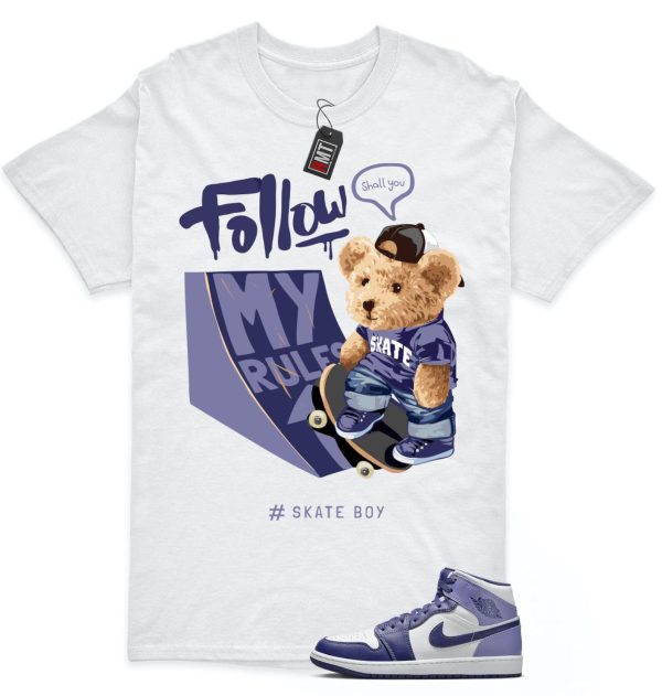 Jordan 1 Retro Mid Blueberry Sky Purple Blue Matching T-shirt, Skate Bear Jezsport.com