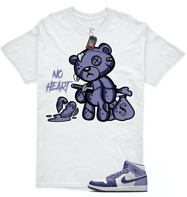 Jordan 1 Retro Mid Blueberry Sky Purple Blue Matching T-shirt, No Heart Jezsport.com