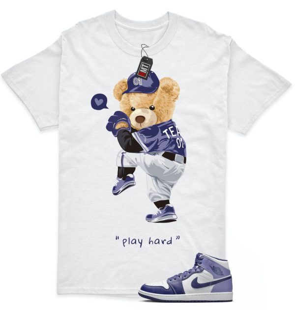 Jordan 1 Retro Mid Blueberry Sky Purple Blue Matching T-shirt, Play Hard Jezsport.com