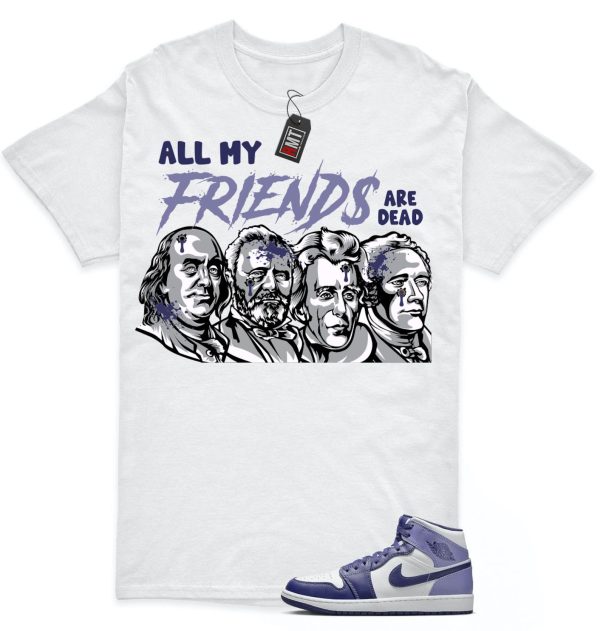 Jordan 1 Retro Mid Blueberry Sky Purple Blue Matching T-shirt, All My Friends Jezsport.com