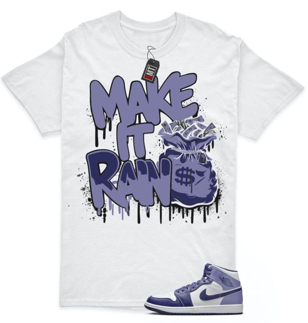 Jordan 1 Retro Mid Blueberry Sky Purple Blue Matching T-shirt, Make It Rain Jezsport.com