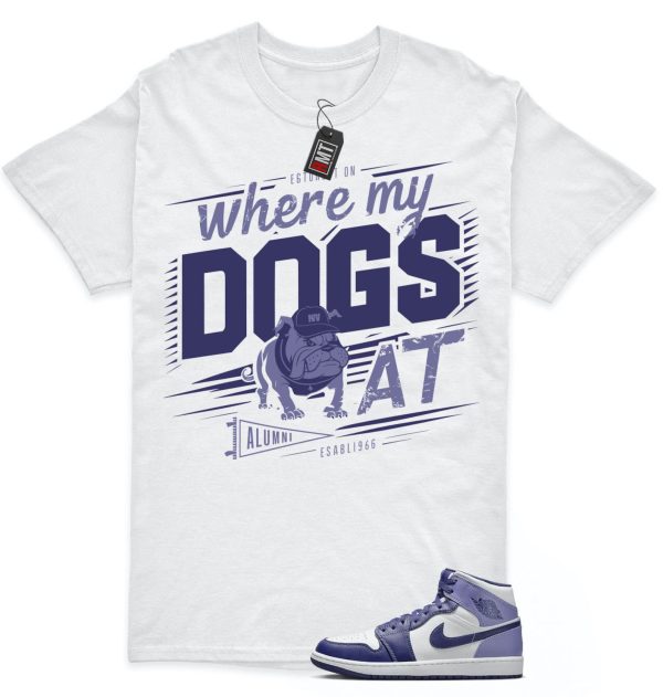 Jordan 1 Retro Mid Blueberry Sky Purple Blue Matching T-shirt, Where My Dogs Jezsport.com