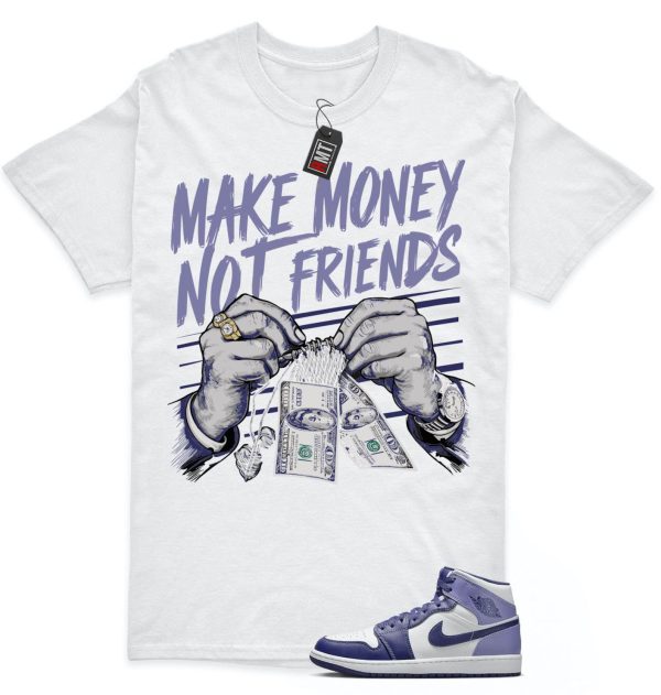 Jordan 1 Retro Mid Blueberry Sky Purple Blue Matching T-shirt, Make Money Jezsport.com