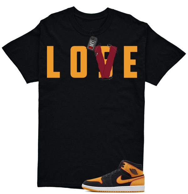 Jordan 1 Mid SE Black Vivid Orange Cardinal Red Match Shirt, Love Lose Jezsport.com