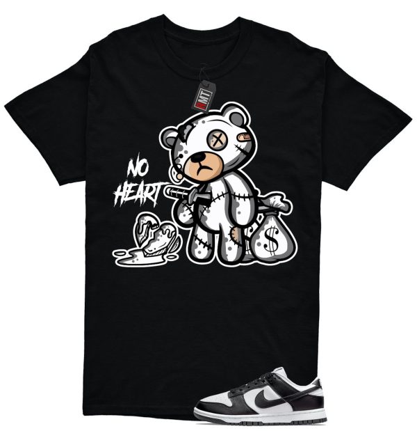 Dunk Panda White Black Low Retro Match T-shirt, No Heart Jezsport.com