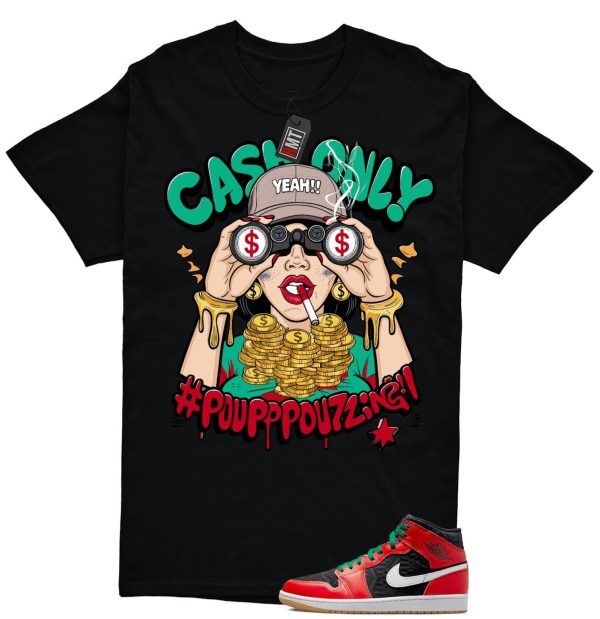 Jordan 1 Mid Christmas Black Fire Red White Malachite Match T-shirt, Cash Only Jezsport.com