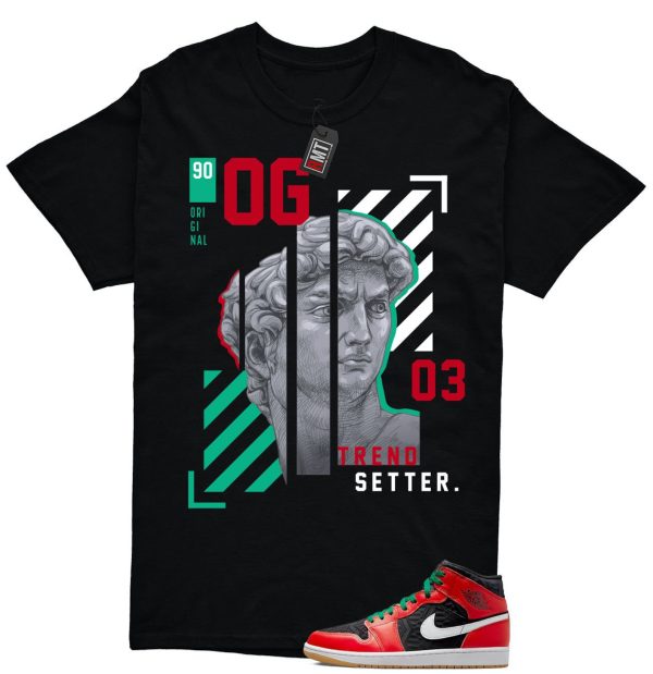 Jordan 1 Mid Christmas Black Fire Red White Malachite Match T-shirt, Trend Setter Jezsport.com