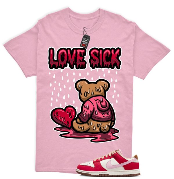 Dunk Bacon Low PRM Sport Red Sheen Sail Medium Brown White Match Shirt "Love Sick" Jezsport.com