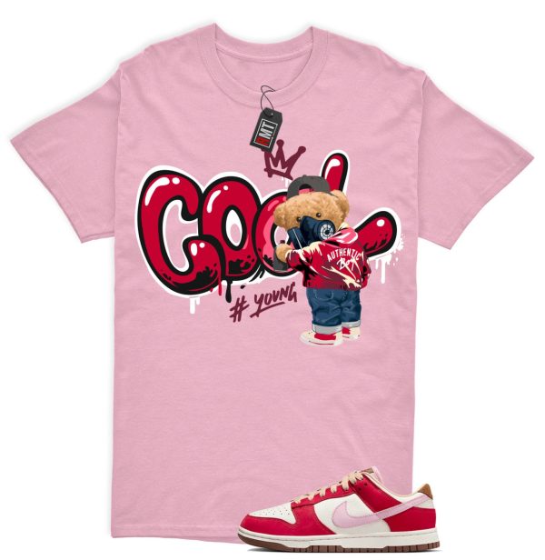 Dunk Bacon Low PRM Sport Red Sheen Sail Medium Brown White Match Shirt "Cool Bear" Jezsport.com