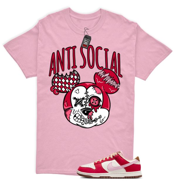 Dunk Bacon Low PRM Sport Red Sheen Sail Medium Brown White Match Shirt "Anti Social" Jezsport.com