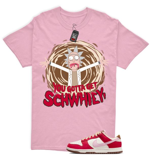 Dunk Bacon Low PRM Sport Red Sheen Sail Medium Brown White Matching Shirt "Get Schwifty" Jezsport.com