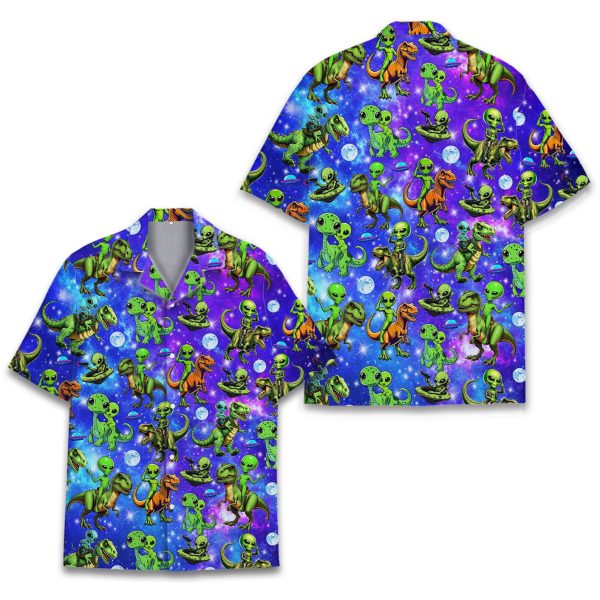 Alien Riding Dinosaur Hawaiian Shirt, Summer For Men and Women Jezsport.com