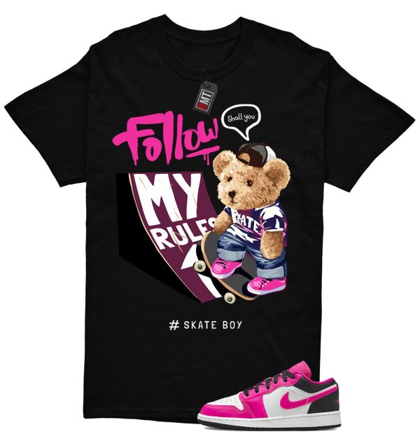 Jordan 1 Low Fierce Pink Match Shirt, Skate Bear Tee Match Fierce Pink J 1 Low Jezsport.com