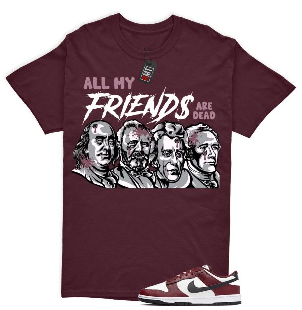 Dunk Dark Team Red Black Low Summit White Match T-shirt "All My Friends" Jezsport.com