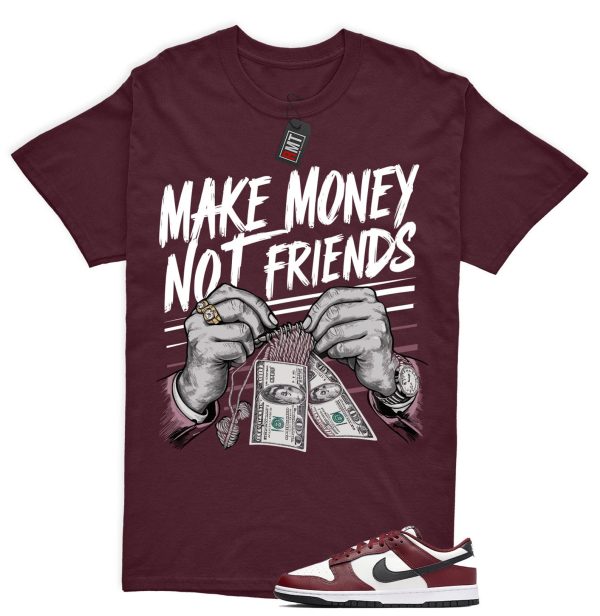 Dunk Dark Team Red Black Low Summit White Match T-shirt "Make Money" Jezsport.com