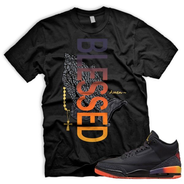 BLSSDHNDS AJ 3 Retro Rio Black Solar Flare Total Crimson Abyss Balvin T-shirt Match Sneaker Jezsport.com