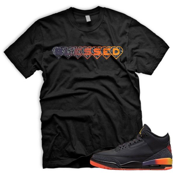 BLSSDHRTS AJ 3 Retro Rio Black Solar Flare Total Crimson Abyss Balvin T-shirt Match Sneaker Jezsport.com