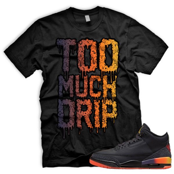 DRIP AJ 3 Retro Rio Black Solar Flare Total Crimson Abyss Balvin T-shirt Match Sneaker Jezsport.com