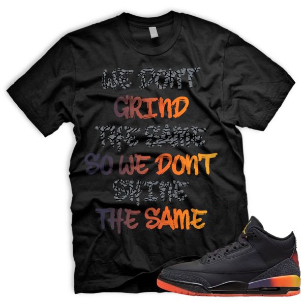 GRNDDIFF AJ 3 Retro Rio Black Solar Flare Total Crimson Abyss Balvin Tshirt Match Sneaker Jezsport.com