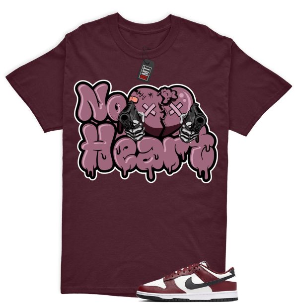 Dunk Dark Team Red Black Low Summit White Match T-shirt "No Heart" Jezsport.com