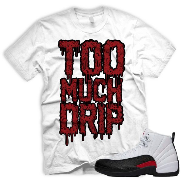 DRIP AJ 12 Retro Red Taxi Flip Gym Black White T-shirt Match Sneaker Jezsport.com