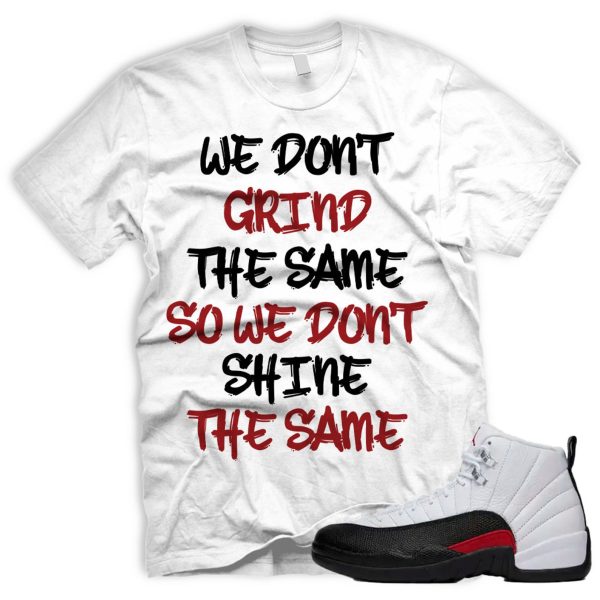 GRNDDFFRNT AJ 12 Retro Red Taxi Flip Gym Black White T-shirt Match Sneaker Jezsport.com