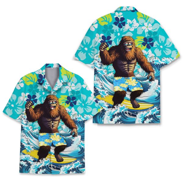 Bigfoot Surfing Hawaiian Shirt, Summer For Men and Women Jezsport.com