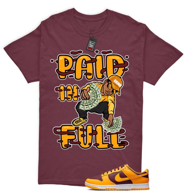 Dunk Arizona Maroon Yellow Matching T-shirt - Paid In Full Tee Match Dunk Arizona Maroon Jezsport.com