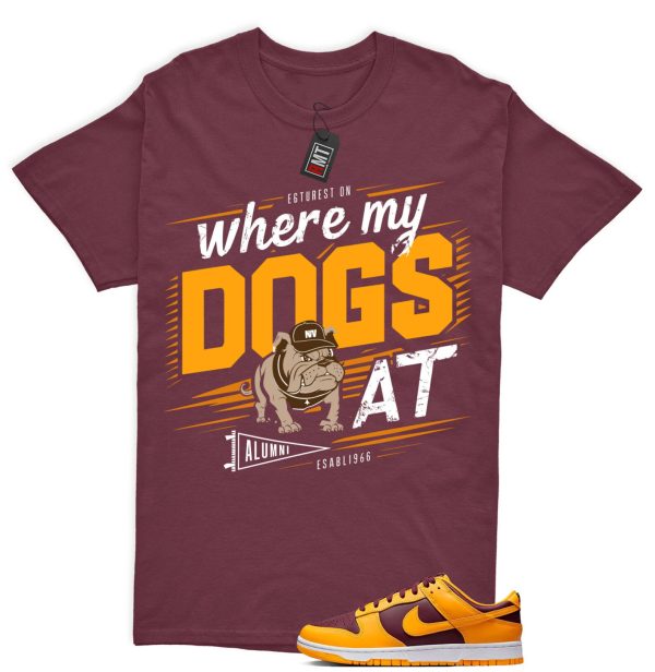 Dunk Arizona Maroon Yellow Matching T-shirt - Where My Dogs Tee Match Dunk Arizona Maroon Jezsport.com