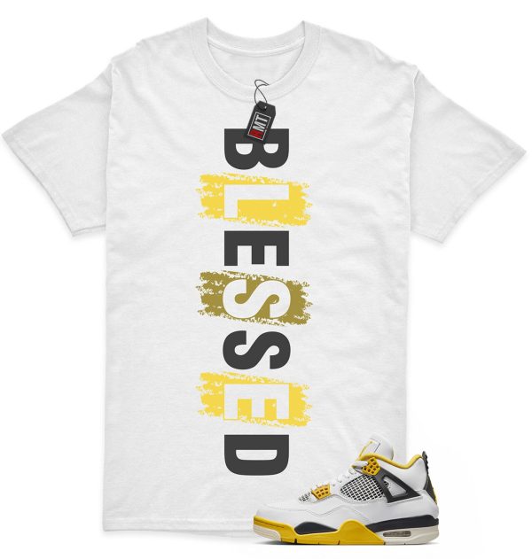 Vivid Sulfur 4s Matching T-shirt - Blessed Tee Match Jordan 4 Vivid Sulfur Jezsport.com