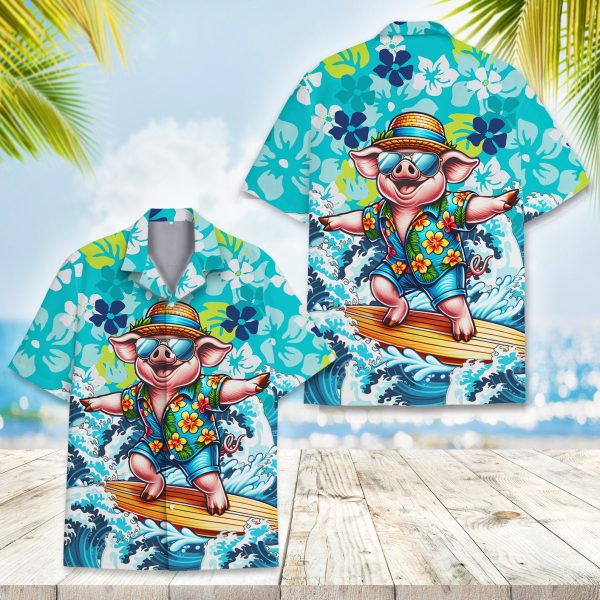 Pig Surfing Hawaiian Shirt, Summer Shirt For Men and Women Jezsport.com