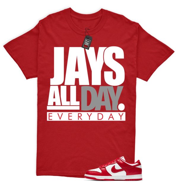 Dunk Low SP St. John University Red White Matching Shirt, Jays All Day Tee Match St. John Dunk Jezsport.com