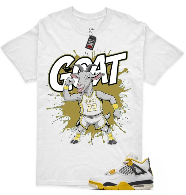 Vivid Sulfur 4s Matching T-shirt - Goat Tee Match Jordan 4 Vivid Sulfur Jezsport.com