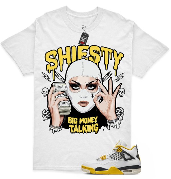 Vivid Sulfur 4s Matching T-shirt - Money Talking Tee Match Jordan 4 Vivid Sulfur Jezsport.com