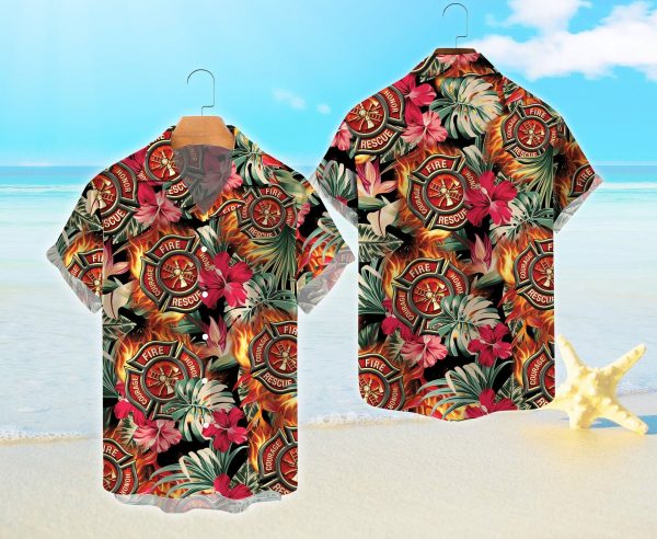 Firefighter Hawaiian Shirt, Summer Fire Department Hawaiian Shirt, Summer Shirt For Men and Women Jezsport.com