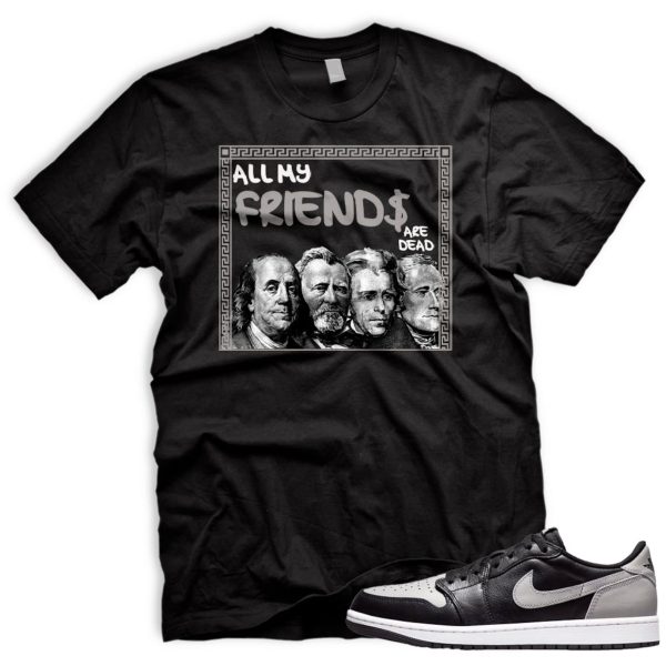 FRNDS Air J 1 Low OG Shadow Retro Medium Grey Black White 2024 AJ 1 T-Shirt Match Sneaker Jezsport.com