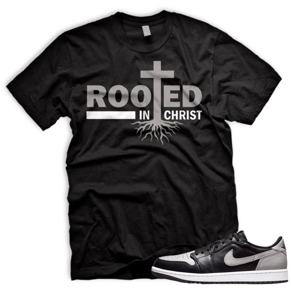 ROOTED Air J 1 Low OG Shadow Retro Medium Grey Black White 2024 AJ 1 T-Shirt Match Sneaker Jezsport.com