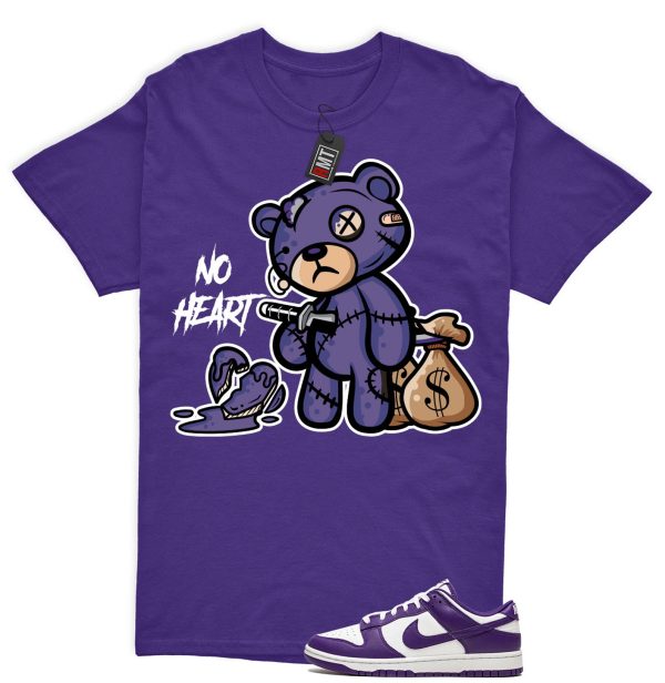 Dunk Purple Championship Court Low White Matching Shirt, No Heart Tee Match Championship Court Purple Jezsport.com