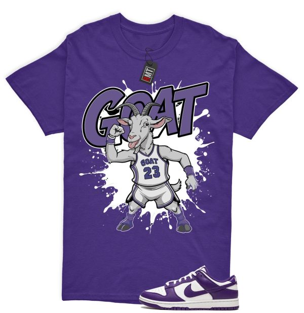 Dunk Purple Championship Court Low White Matching Shirt, Goat Tee Match Championship Court Purple Jezsport.com